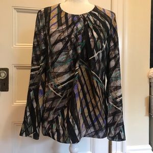 Hugo Boss silk blouse Sz 8 Abstract Print